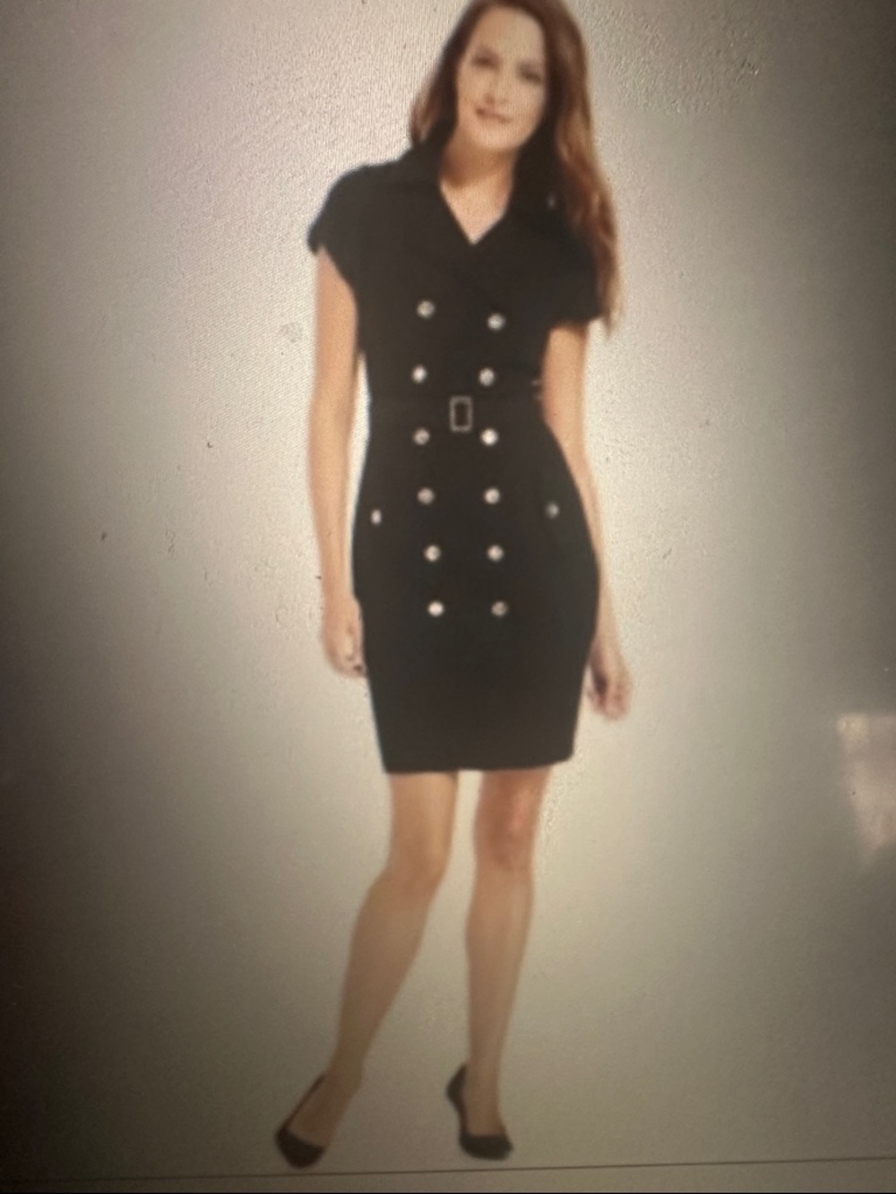 NWT Calvin Klein Black Double-Breasted Belted Mini Dress, size 14